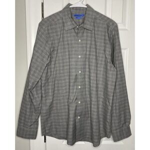 J McLaughlin Men's Modern Fit Button Up Plaid Shirt Grey‎ Size Large